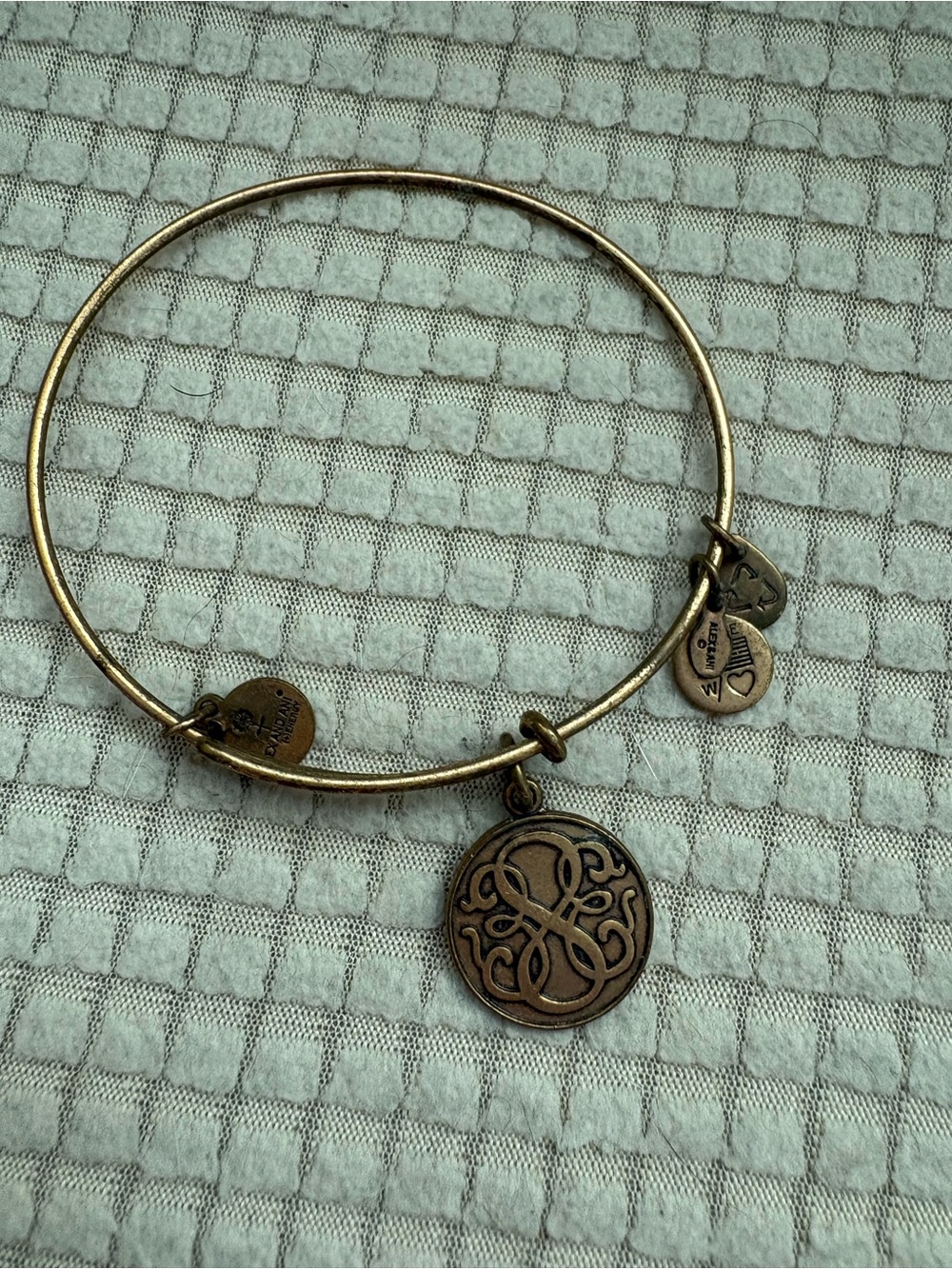 Vintage Alex and Ani Antique Gold Charm Bangle Bracelet